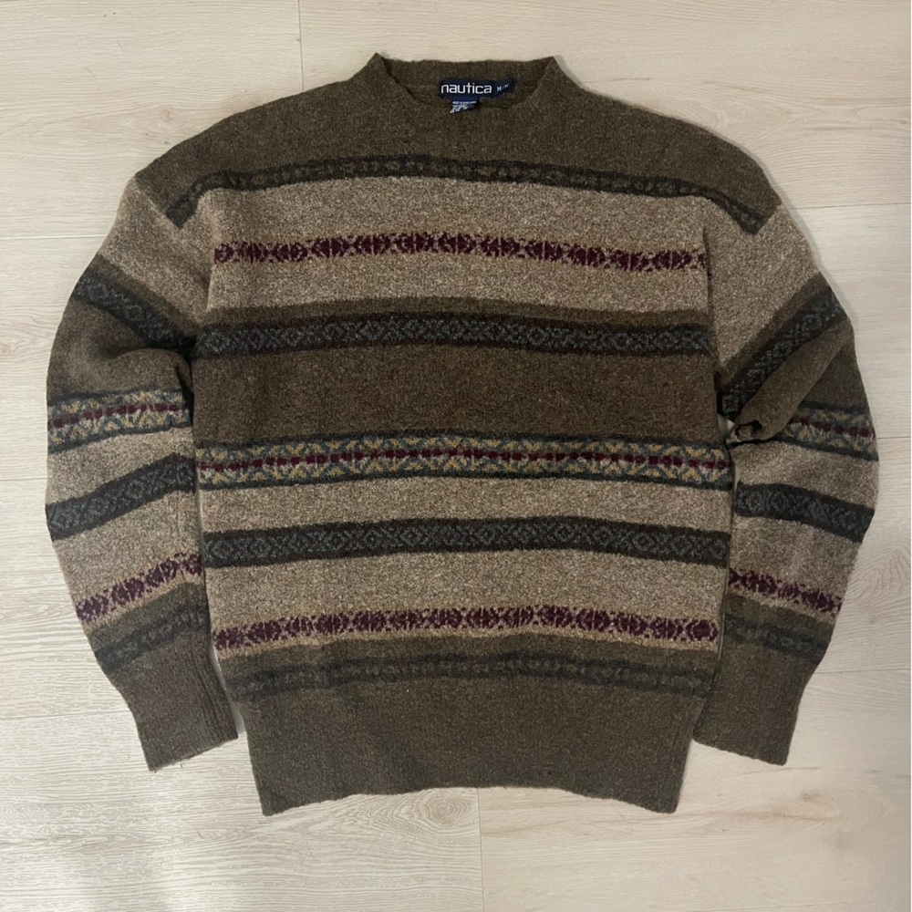 Vintage 90s inspired Nautica Men's Striped Sweater